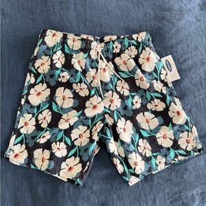 Old Navy Black Floral Men's Swim Shorts